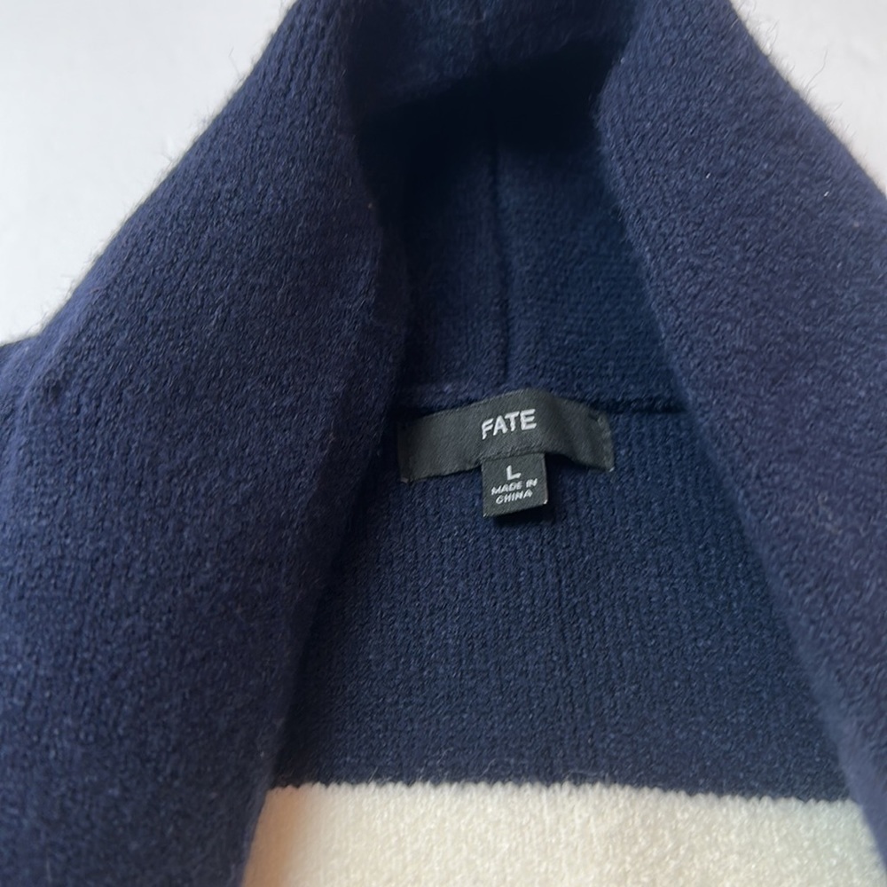 Fate cozy Shaw collar striped cardigan with pockets - Picture 2 of 10